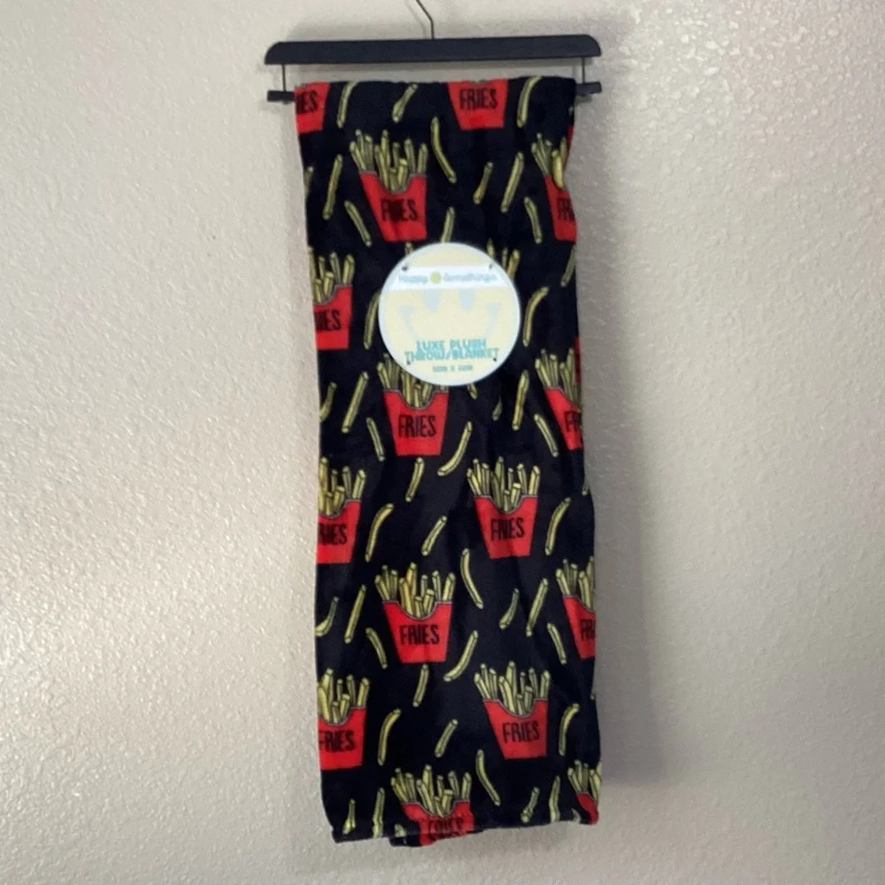 French Fries Black Luxe Plush Throw